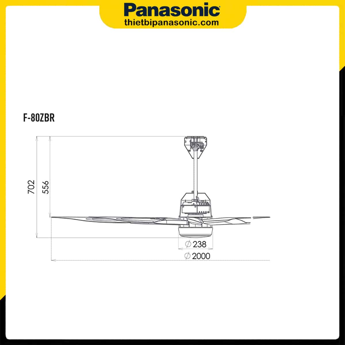 Bản vẽ kỹ thuật quạt trần Panasonic F-80ZBR