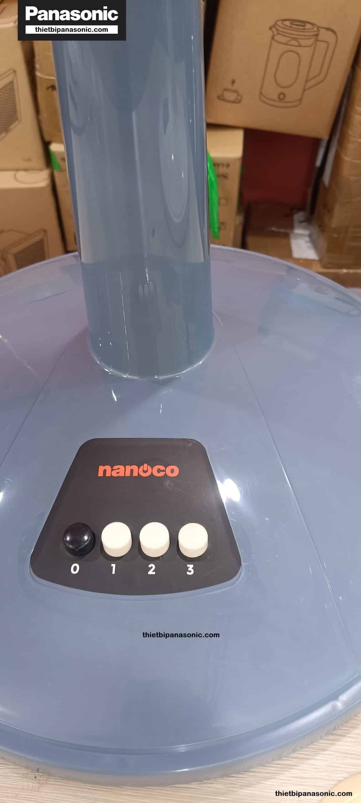 Quạt lửng Nanoco NLF1623BL Màu Xanh được điều khiển bằng các phím cơ bên dưới dễ dàng thao tác