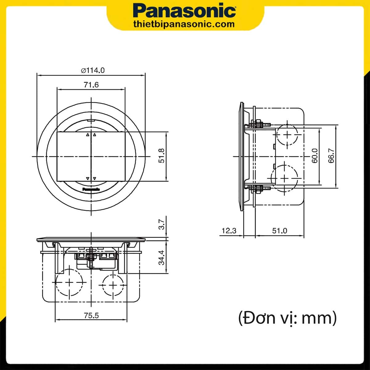 Bản vẽ kỹ thuật của Ổ cắm điện âm sàn Panasonic DU7199HTC-1
