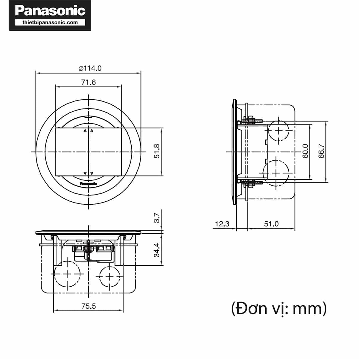 Bản vẽ kỹ thuật của Ổ cắm điện âm sàn Panasonic DU7199HTC-1