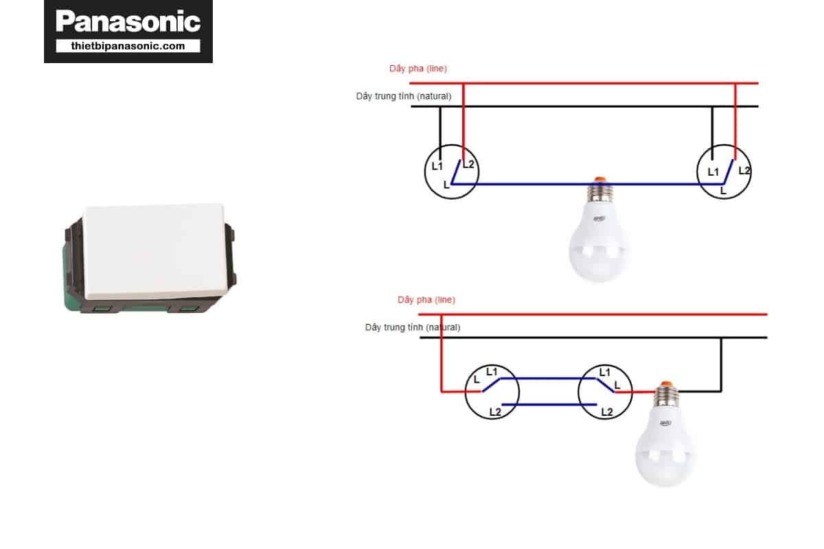 Cách đấu mạch điện cầu thang 2 công tắc 1 bóng đèn