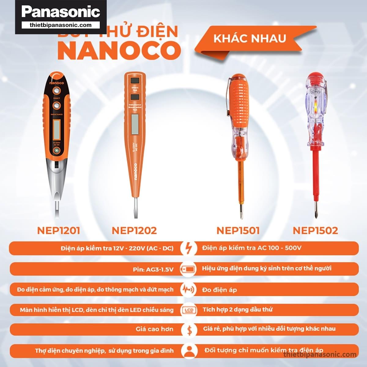 So sánh Bút thử điện Nanoco NEP1502 với các loại khác (Điểm khác nhau)