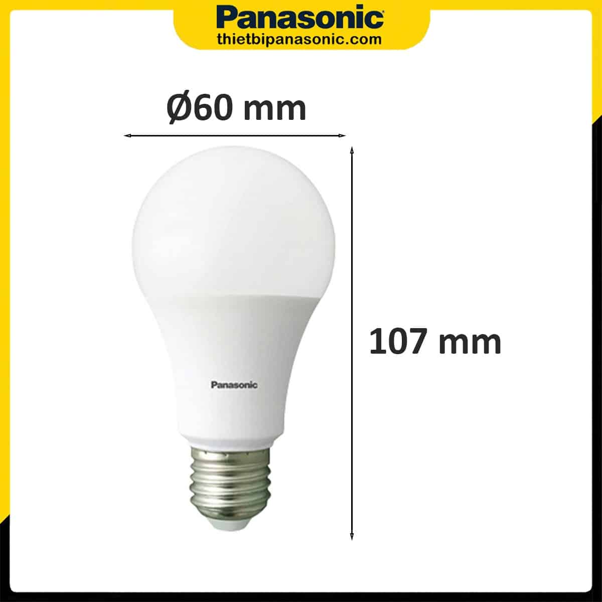 Kích thước của Bóng đèn Panasonic 9W Tròn LDACH09LG1A7 (Vàng), LDACH09WG1A7 (Trung tính), LDACH09DG1A7 (Trắng)