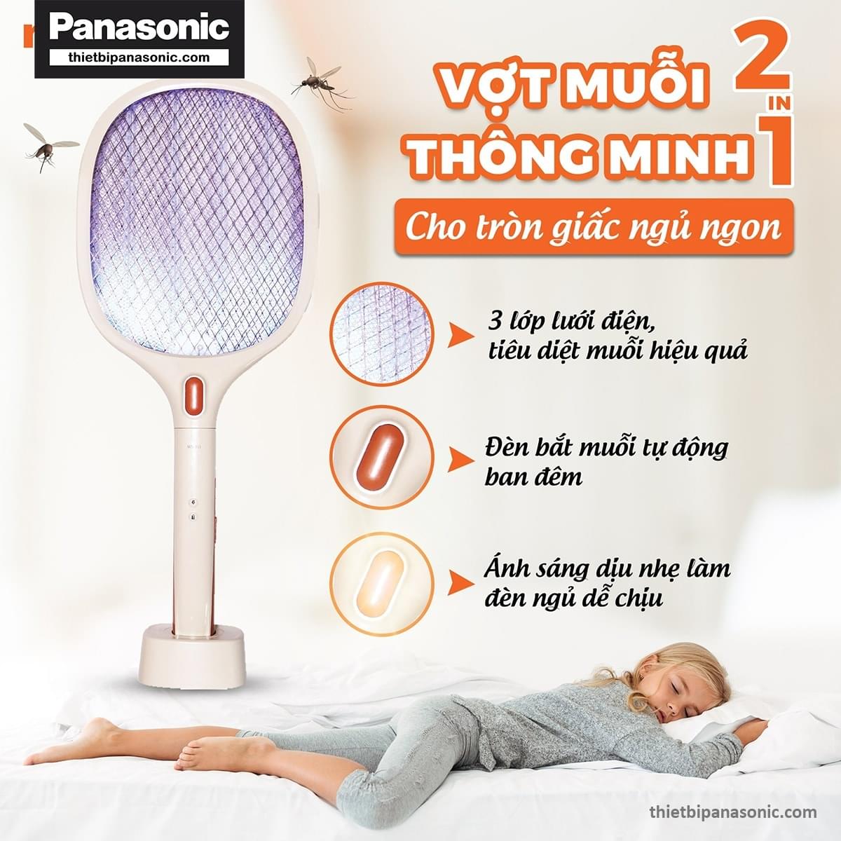 Vợt muỗi NMR103BE với 3 lớp điện giúp tiêu diệt muỗi hiệu quả