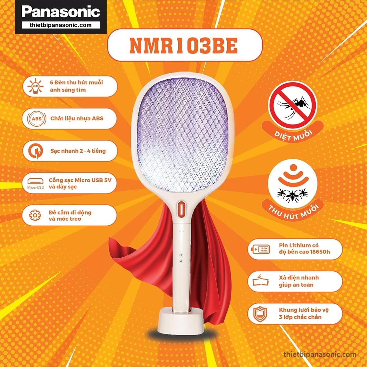 Vợt muỗi đa năng NMR103BE được trang bị đèn thu hút muỗi với ánh sáng tím