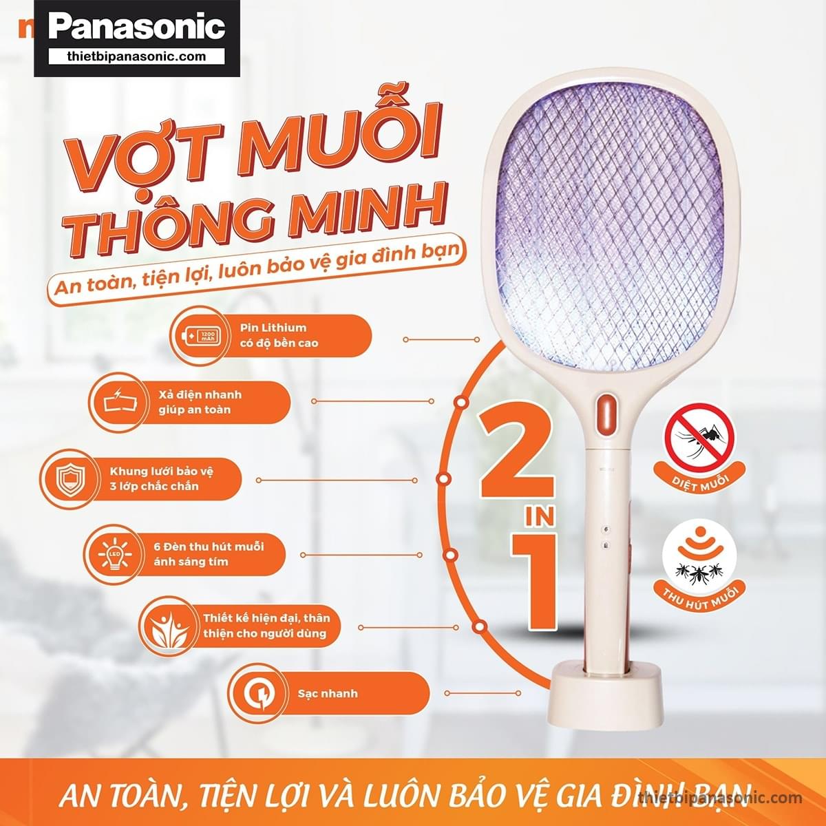 Vợt muỗi thông minh NMR103BE an toàn tiện lợi luôn bảo vệ gia đình bạn