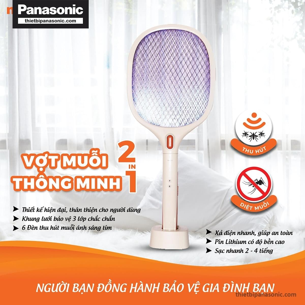 Vợt muỗi NMR103BE được trang bị pin Lithium độ bền cao