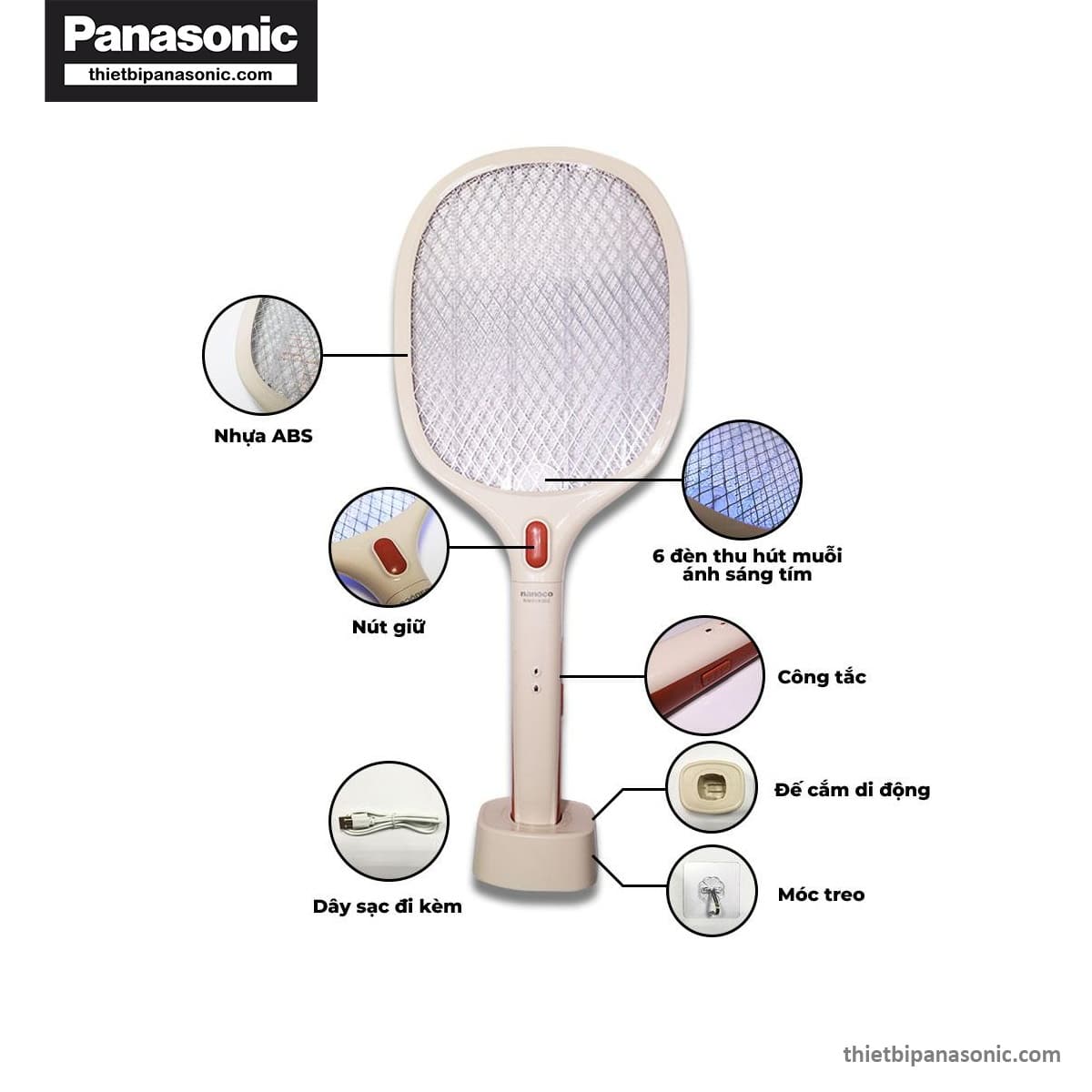 Cấu tạo từng thành phần của Vợt muỗi thông minh NMR103BE