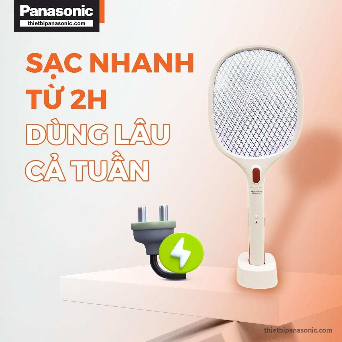 Vợt muỗi NMR103BE có khả năng sạc nhanh từ 2-4h có thể dùng được cả tuần