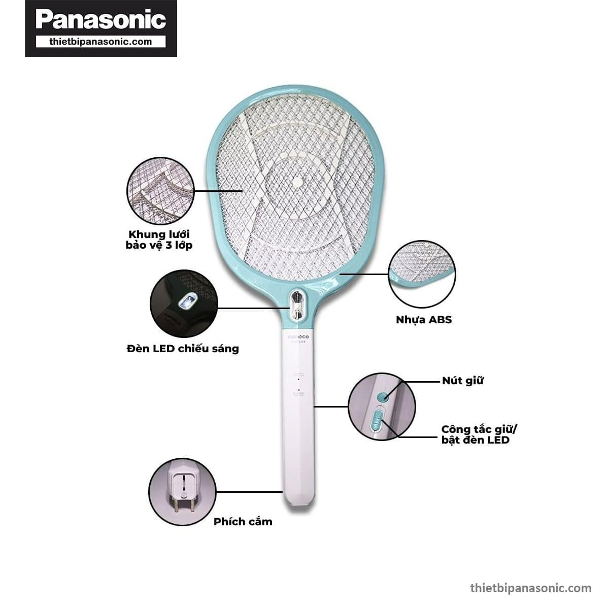 Cấu tạo từng thành phần của Vợt muỗi NMR102B