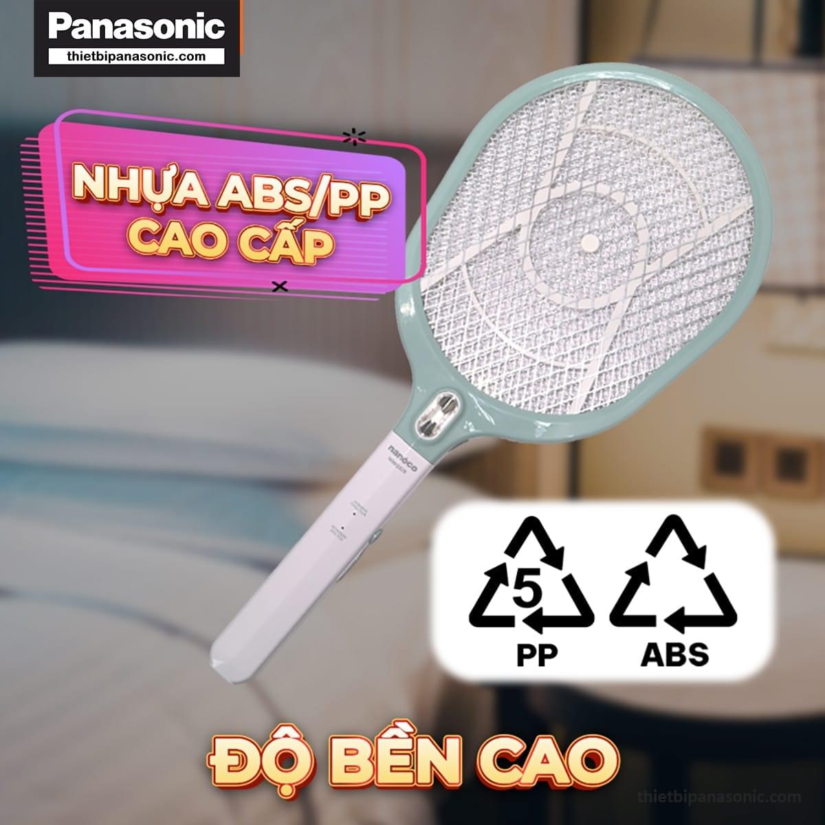 Vợt muỗi Nanoco NMR102BE được làm từ nhựa ABS cho độ bền cao