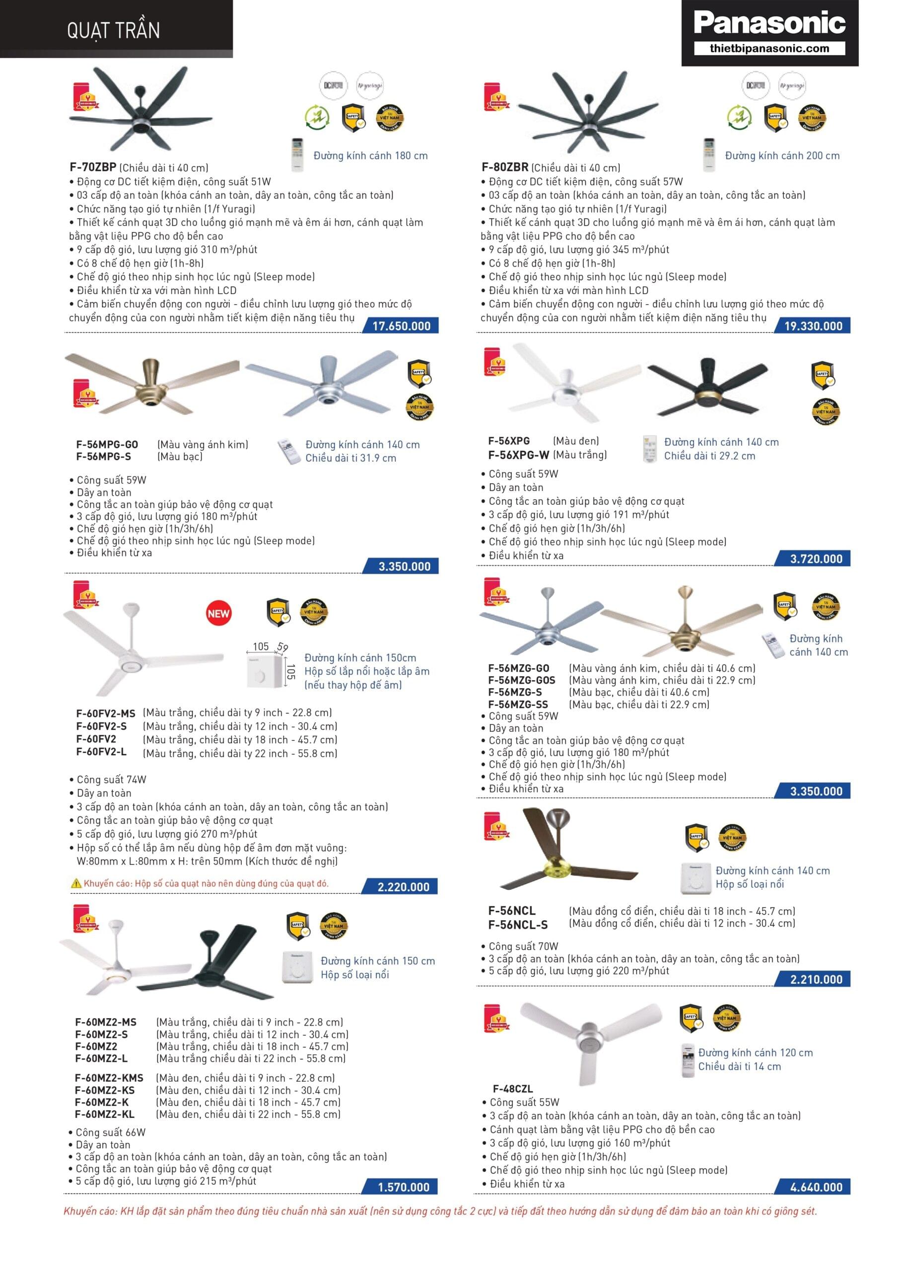 Bảng giá Catalogue Quạt trần Panasonic mới nhất - Trang 3 - Thietbipanasonic.com Bảng giá Catalogue Quạt trần Panasonic mới nhất - Trang 3