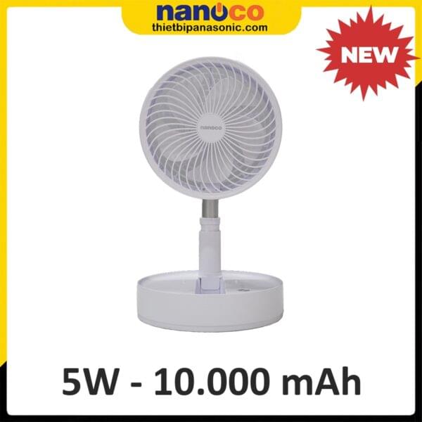 Quạt sạc điện gấp gọn Nanoco NFF1618W Màu Trắng