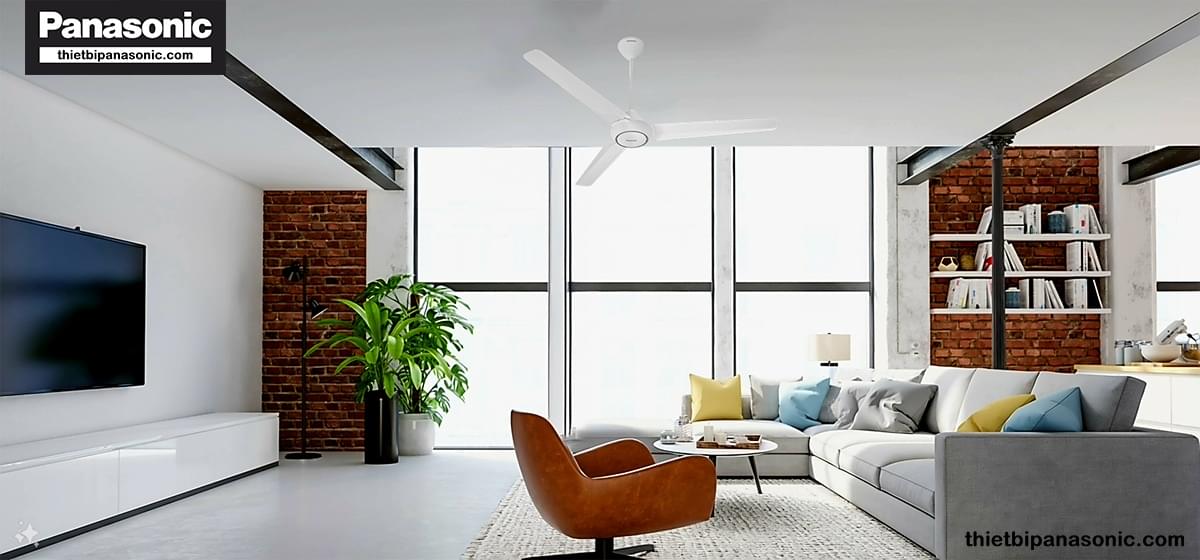 Phối cảnh Quạt trần Panasonic F-60FV2-MS khi được lắp đặt lên trần nhà