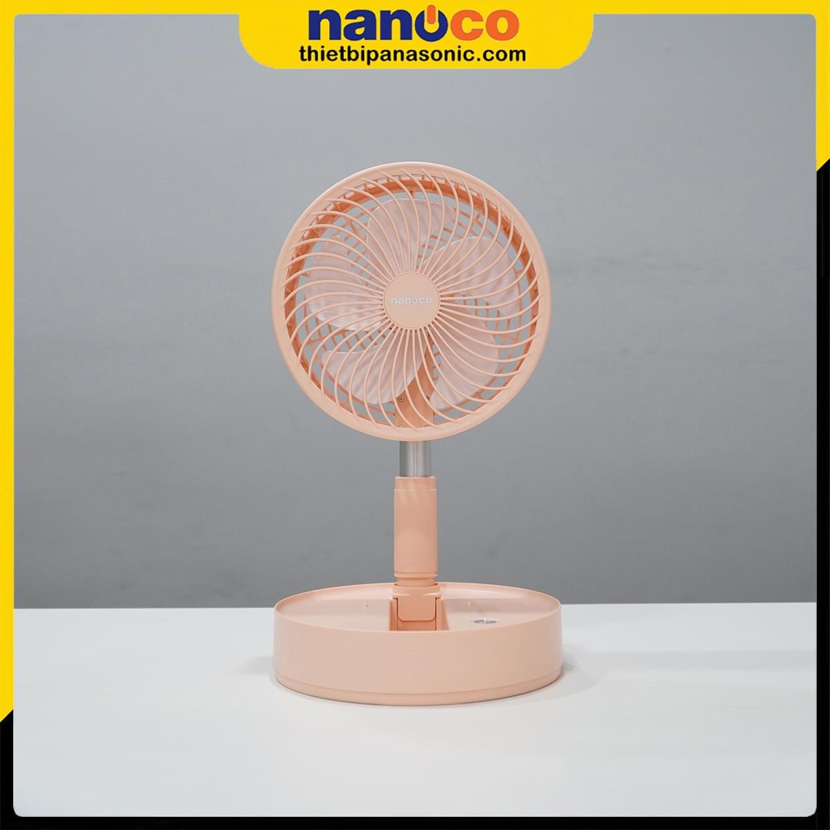 Quạt sạc điện gấp gọn Nanoco NFF1618P Màu Hồng mới được ra mắt năm 2024