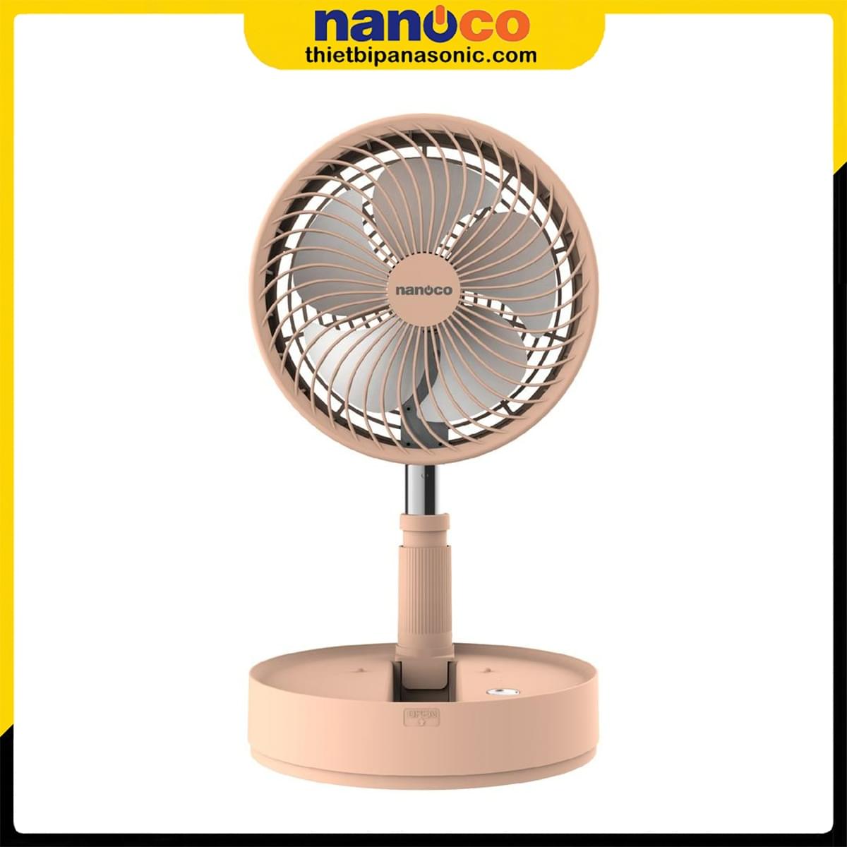 Quạt sạc gấp gọn Nanoco NFF1618P Màu Hồng