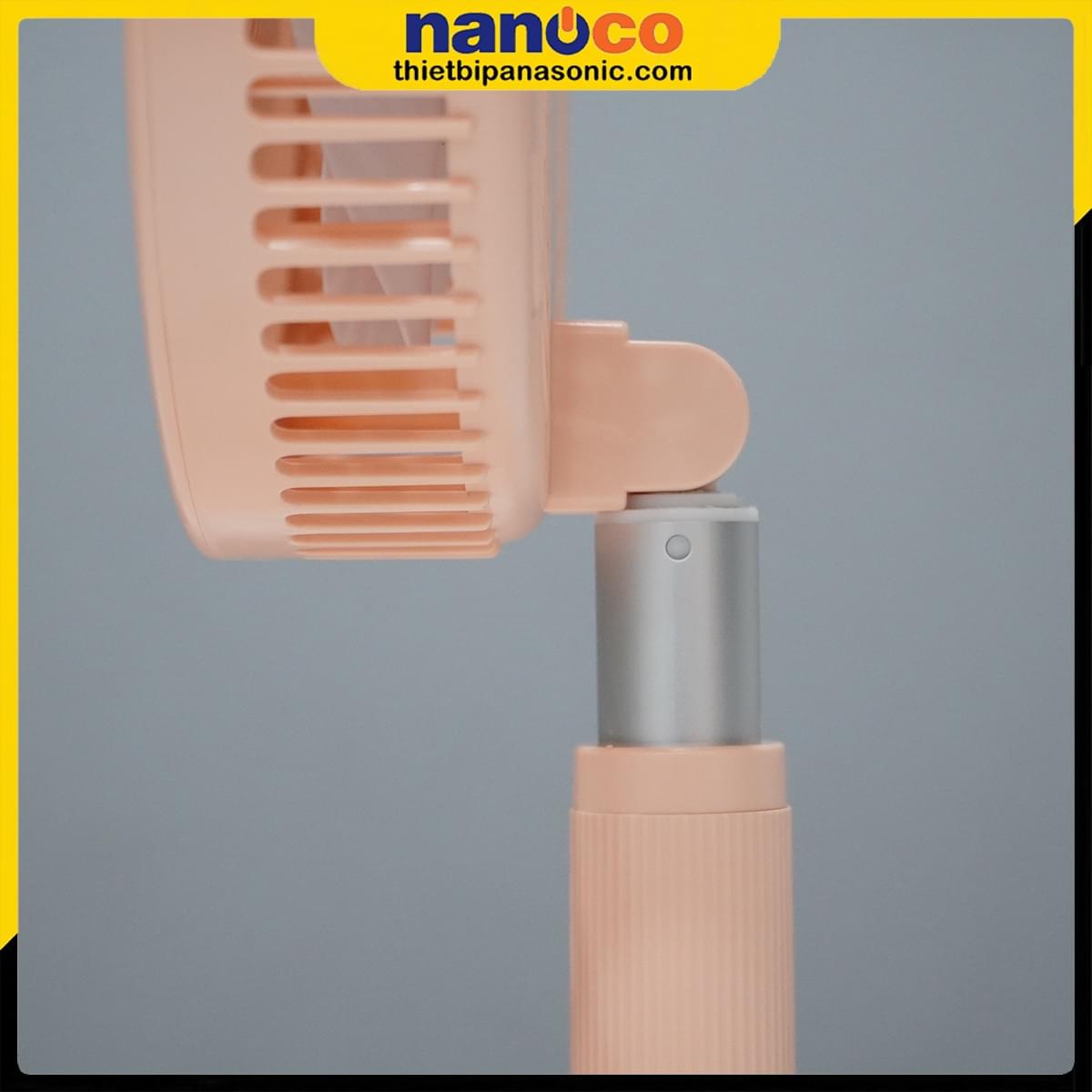 Khớp xoay trên thân Quạt tích điện NFF1618P Nanoco được hoàn thiện từ nhôm chắc chắn