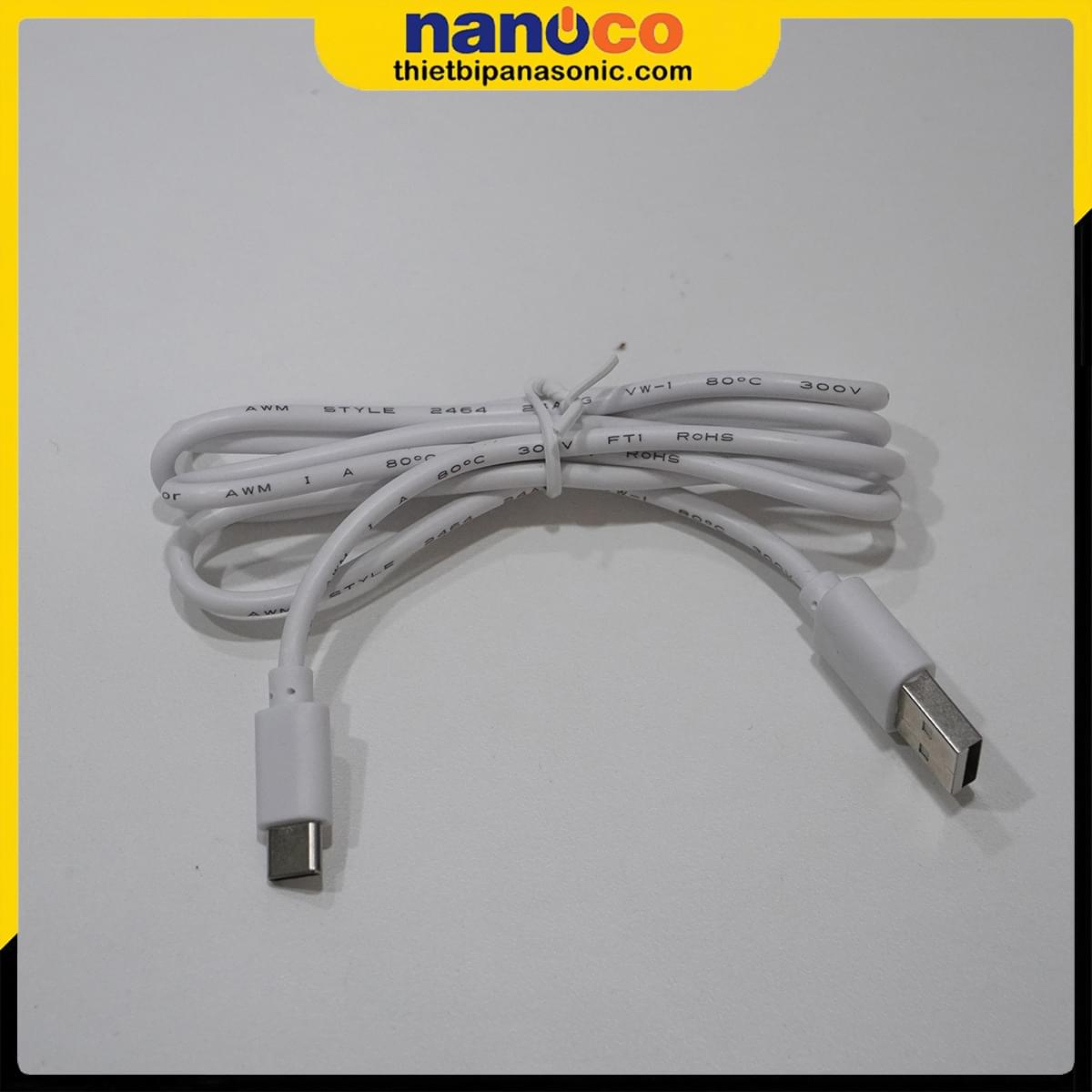 Quạt sạc Nanoco NFF1618P sử dụng cáp sạc USB C phổ biến có thể dùng chung với các loại cáp sạc khác