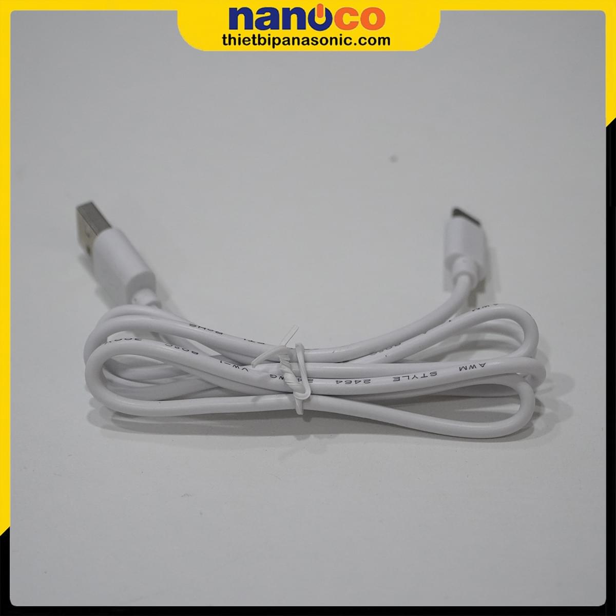 Quạt sạc Nanoco NFF1618P sử dụng cáp sạc USB C phổ biến có thể dùng chung với các loại cáp sạc khác