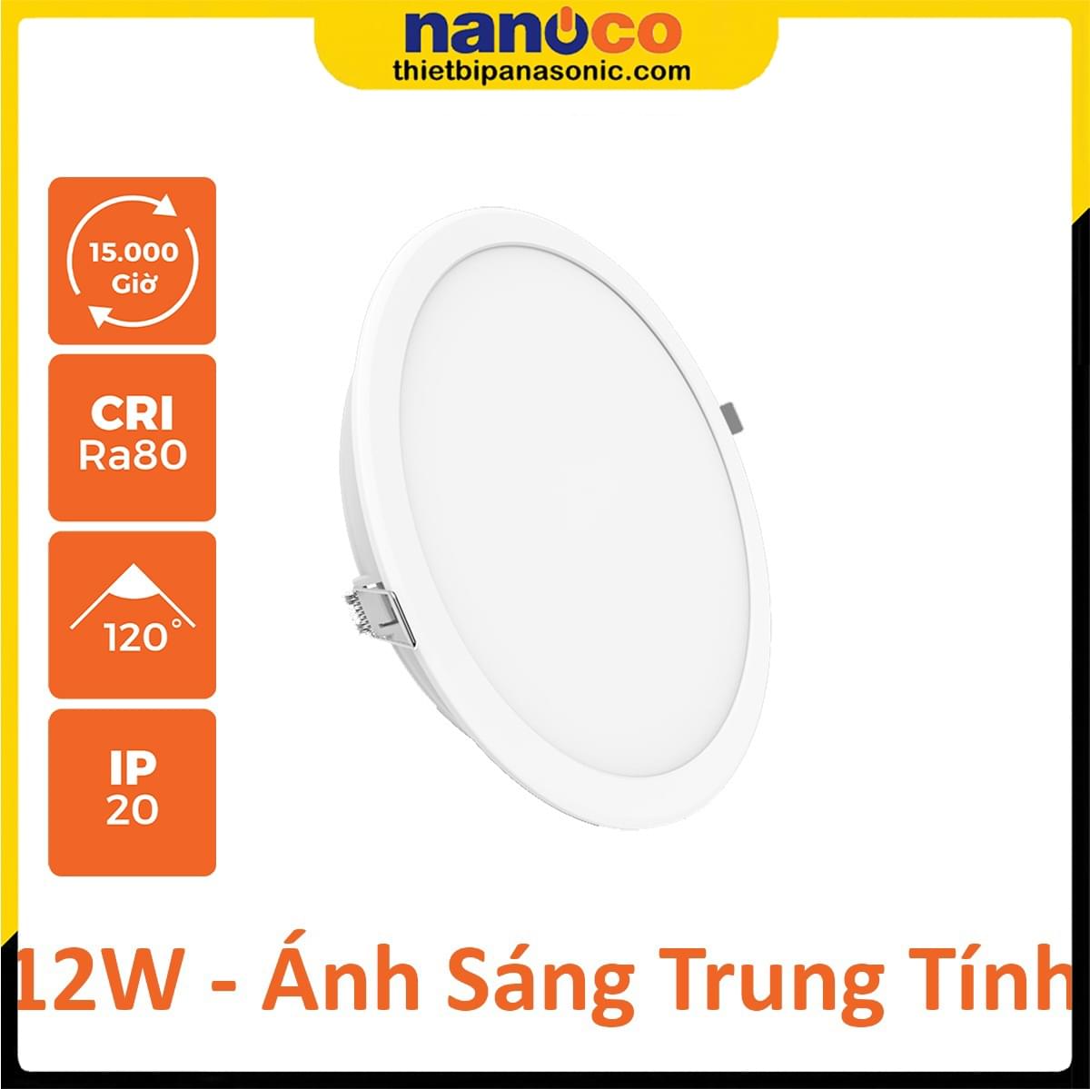 Đèn âm trần Nanoco Eco Series 12W ánh sáng trung tính NED124