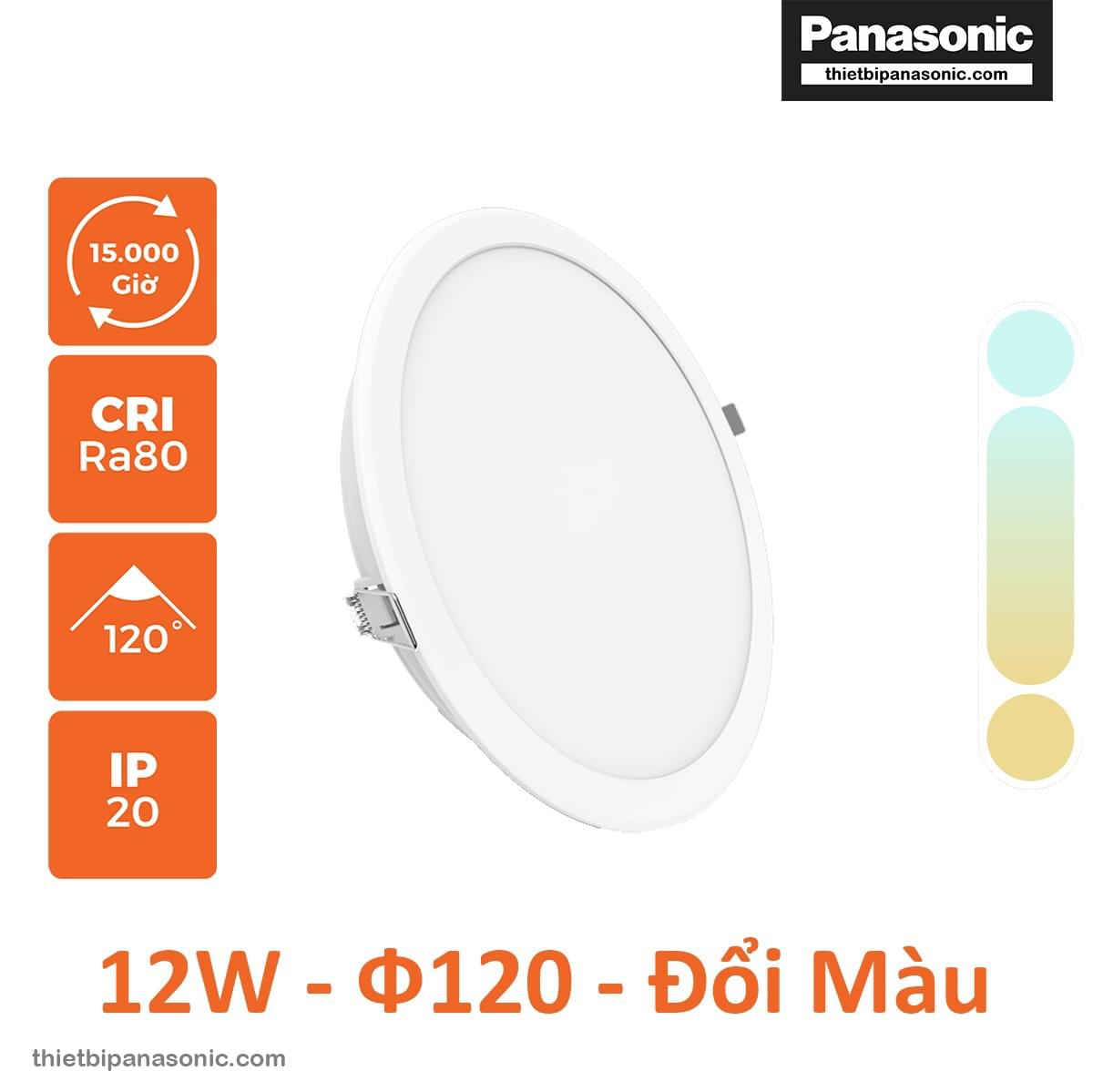 Đèn âm trần Nanoco Eco Series Đổi 3 Màu 12W NED12C - Lỗ khoét trần 120mm
