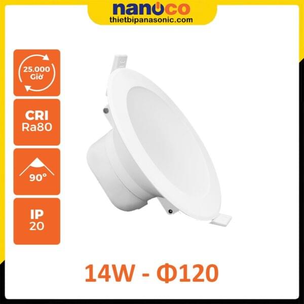 Đèn LED downlight Nanoco đế dày 14W NDL146 (ánh sáng trắng), NDL144 (ánh sáng trung tính), NDL143 (ánh sáng vàng), NDL14C (đổi 3 màu ánh sáng)