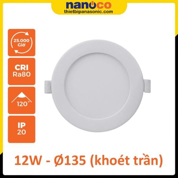 Đèn LED Slim Downlight Nanoco Hera Series viền trắng 12W NSD126W135 (ánh sáng trắng), NSD124W135 (ánh sáng trung tính), NSD123W135 (ánh sáng vàng), NSD12CW135 (đổi 3 màu)