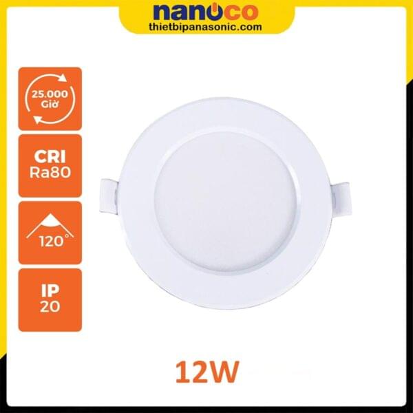 Đèn LED âm trần Nanoco 3S Series viền trắng 12W NDL126W110 (ánh sáng trắng), NDL124W110 (ánh sáng trung tính), NDL123W110 (ánh sáng trắng), NDL12CW110 (đổi 3 màu)