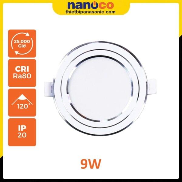 Đèn LED âm trần Nanoco 3S Series viền bạc 9W NDL096S90 (ánh sáng trắng), NDL094S90 (ánh sáng trung tính), NDL093S90 (ánh sáng vàng), NDL09CS90 (đổi 3 màu)