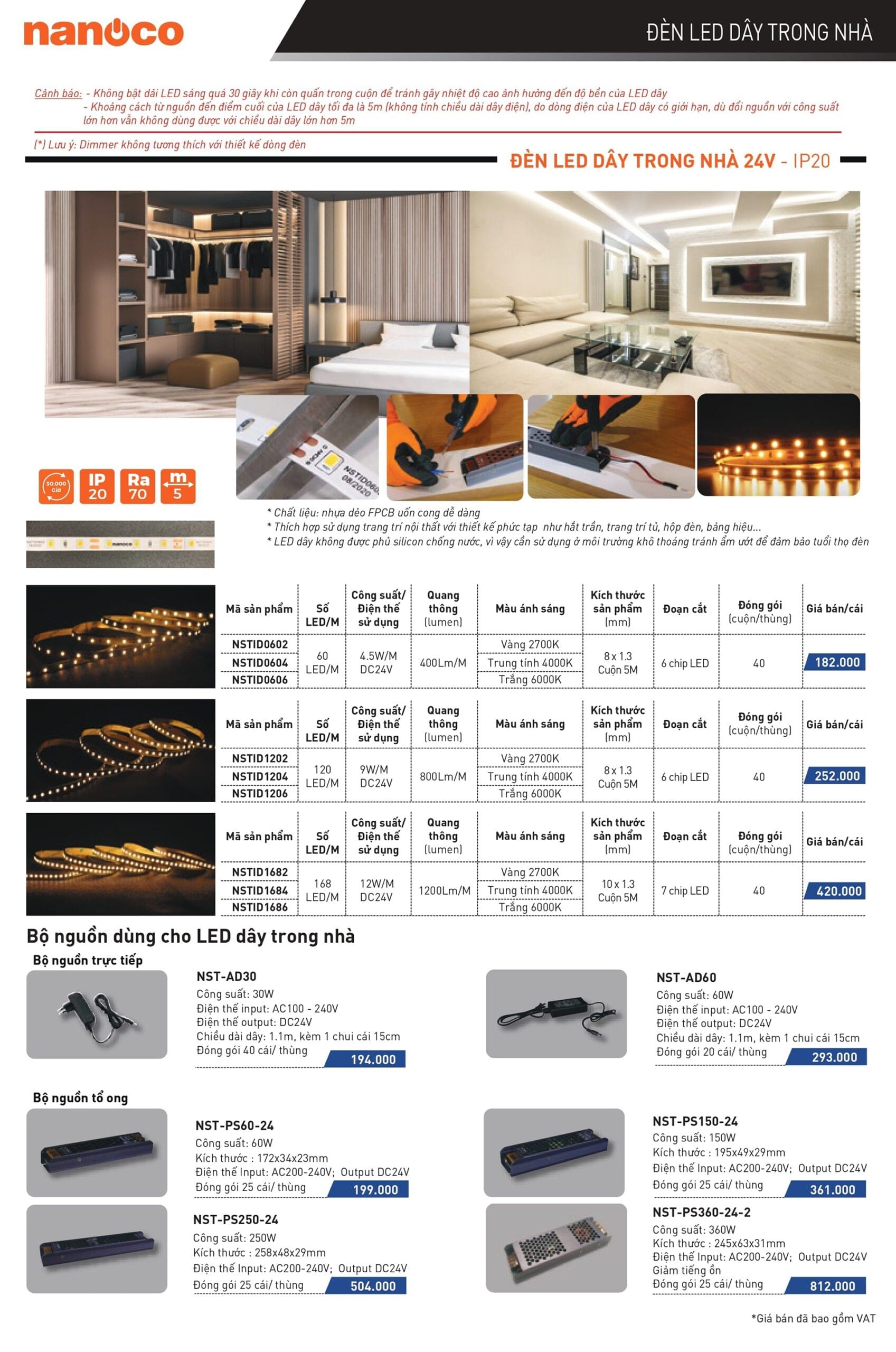 Catalogue Bảng giá Đèn LED dây Nanoco - Trang 4