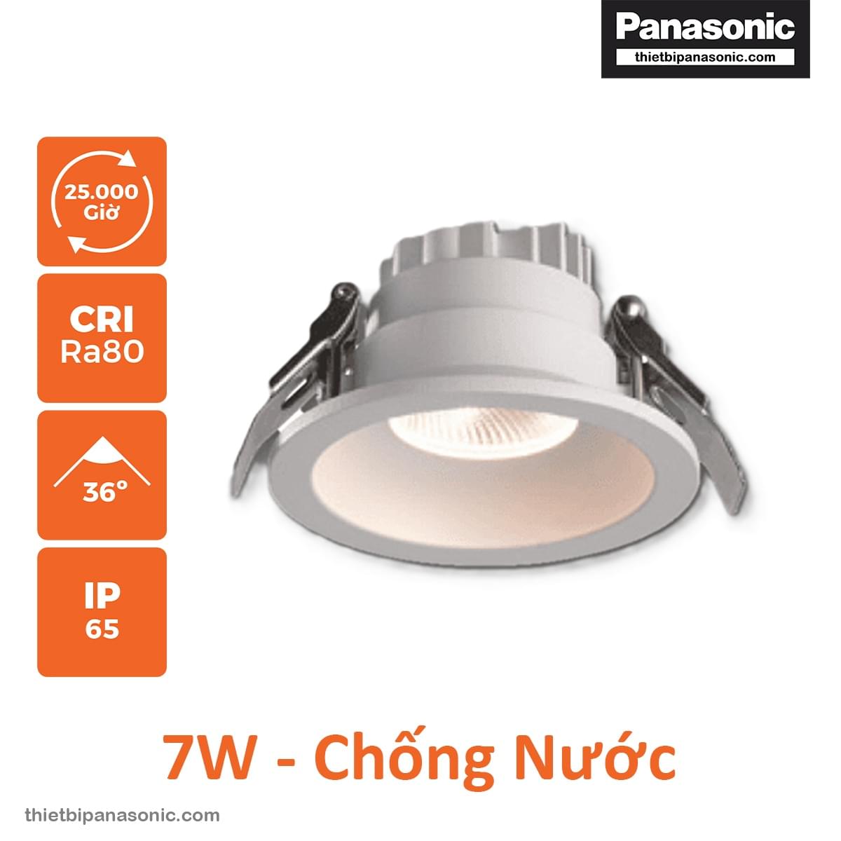 Đèn âm trần Nanoco chống nước 7W NDL1833-76 (ánh sáng trắng), NDL1833-73 (ánh sáng vàng)