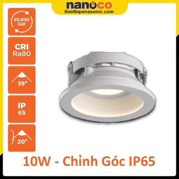 Đèn âm trần Nanoco chống nước chỉnh góc 10W NDL1831-106 (ánh sáng trắng), NDL1831-103 (ánh sáng vàng)