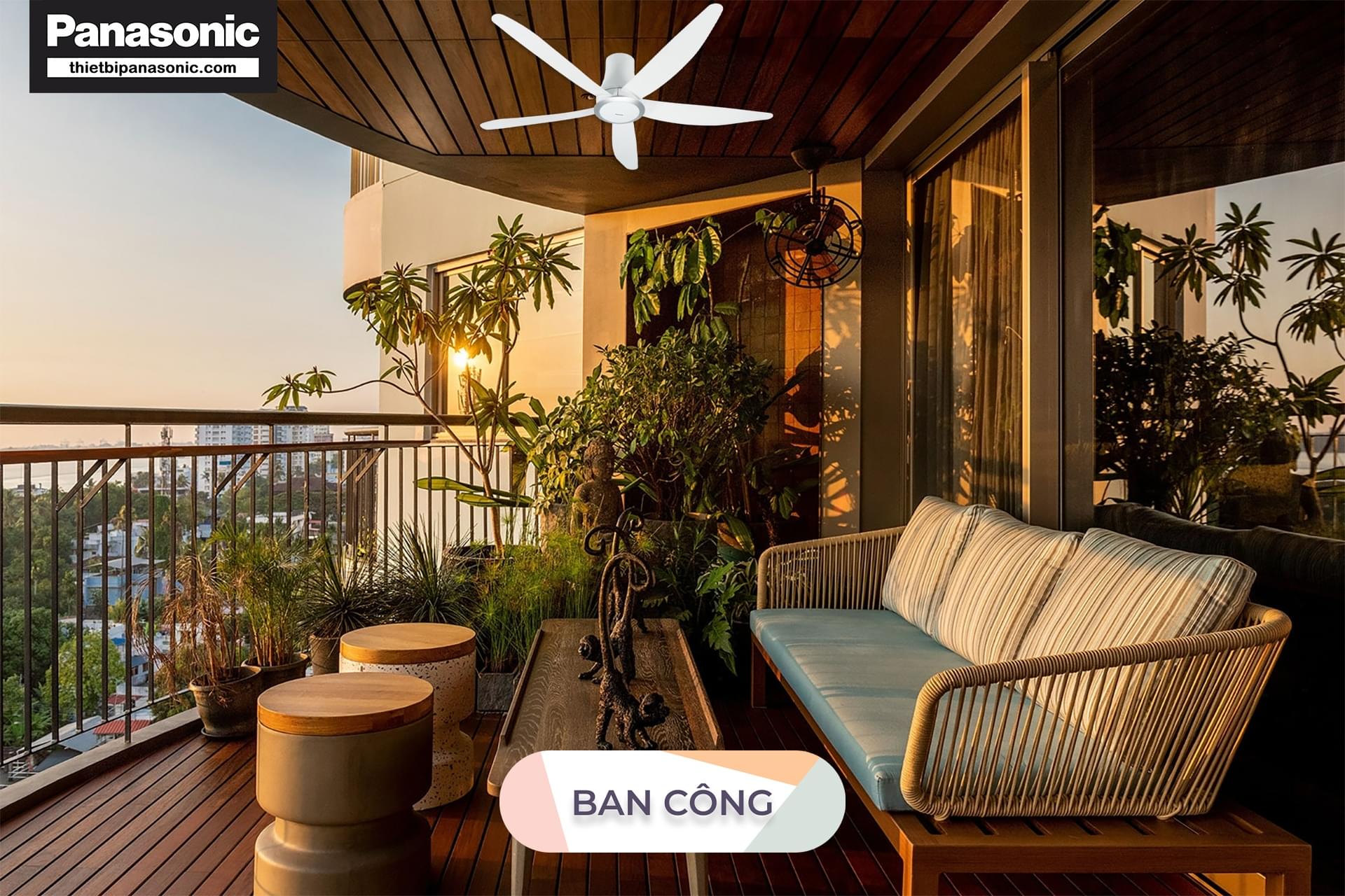Quạt trần F-60TDN Panasonic được lắp đặt ngoài ban công