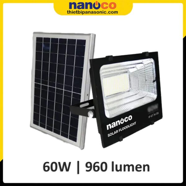 Đèn pha năng lượng mặt trời 60W IP67 NLFS060615L Nanoco (1 bộ đèn + solar)