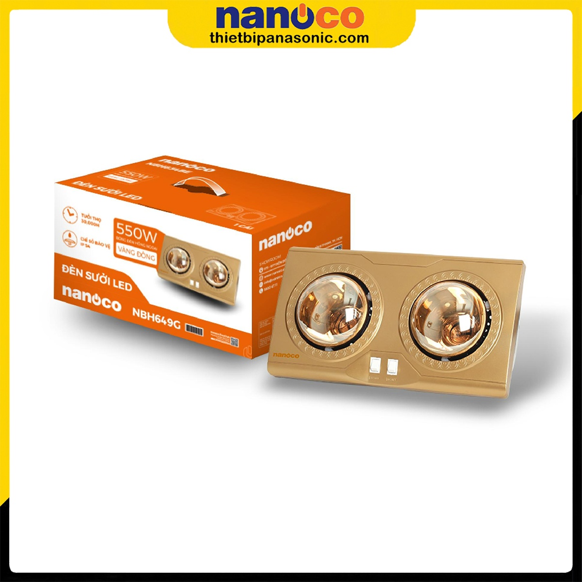 Đèn sưởi NBH649G đạt chuẩn chống ẩm IP54 đảm bảo an toàn