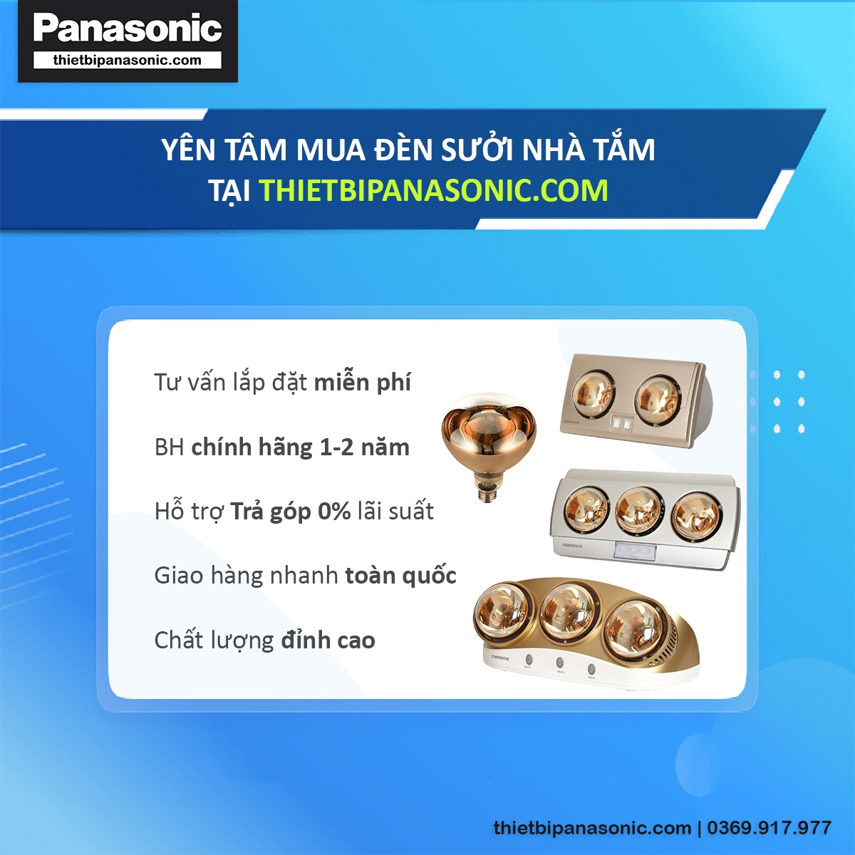 Yên tâm mua Đèn sưởi Nanoco NBH649G chính hãng tại www.thietbidiennanoco.vn