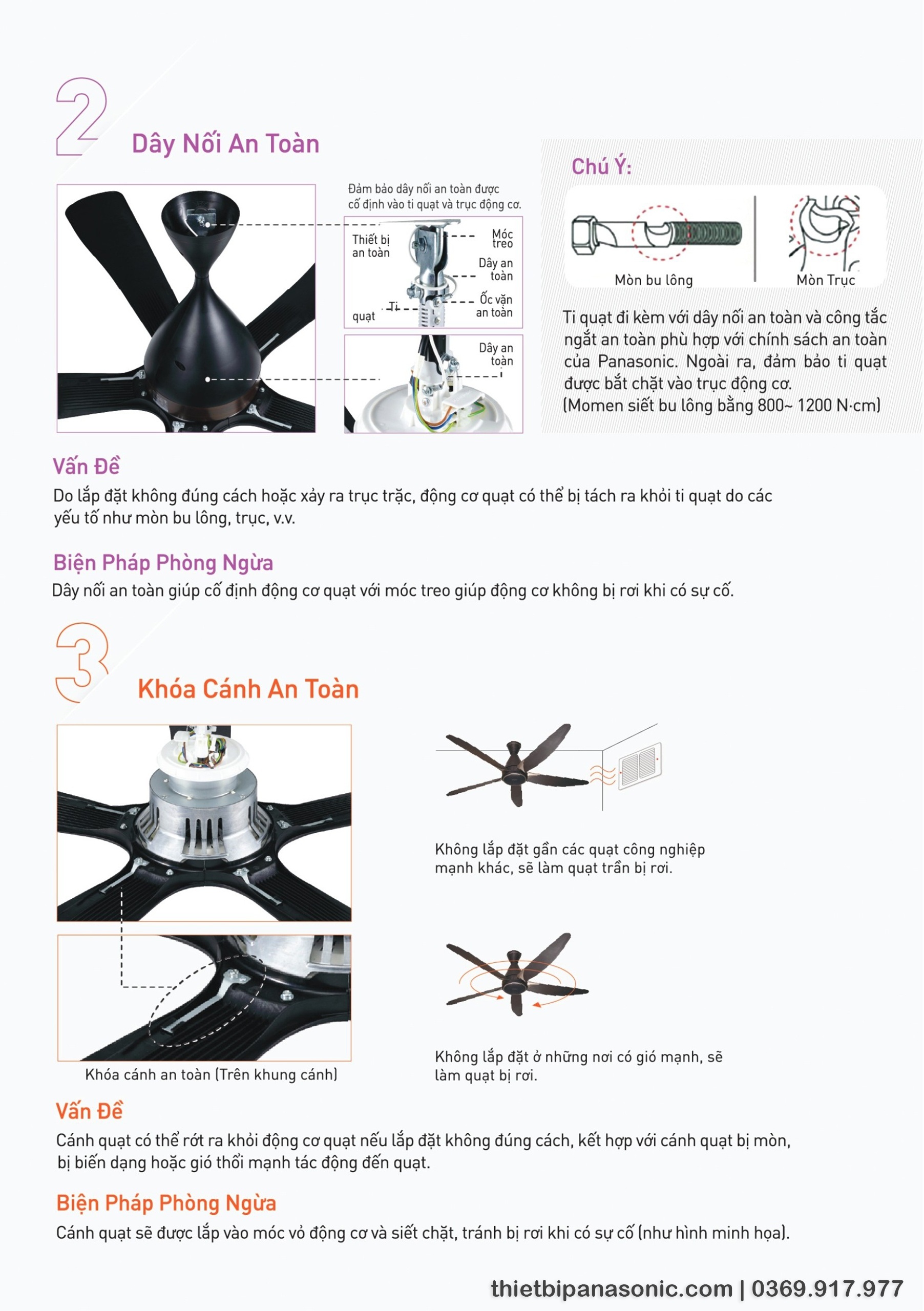 Các tính năng an toàn ưu việt được Panasonic nghiên cứu và trang bị trên Quạt trần DC F-60GDS-WS