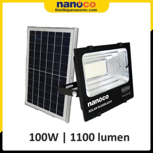 Đèn pha năng lượng mặt trời 100W IP67 NLFS100625L Nanoco (1 bộ đèn + solar)
