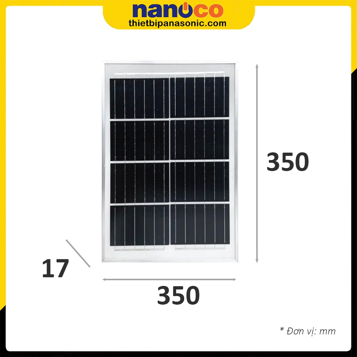 Kích thước Tấm pin solar của đèn năng lượng mặt trời NLFSS30061