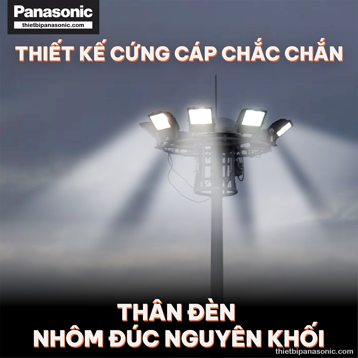 Thân đèn năng lượng mặt trời Nanoco NLFS300650L được thiết kế từ nhôm đúc nguyên khối cho độ bền hoàn hảo