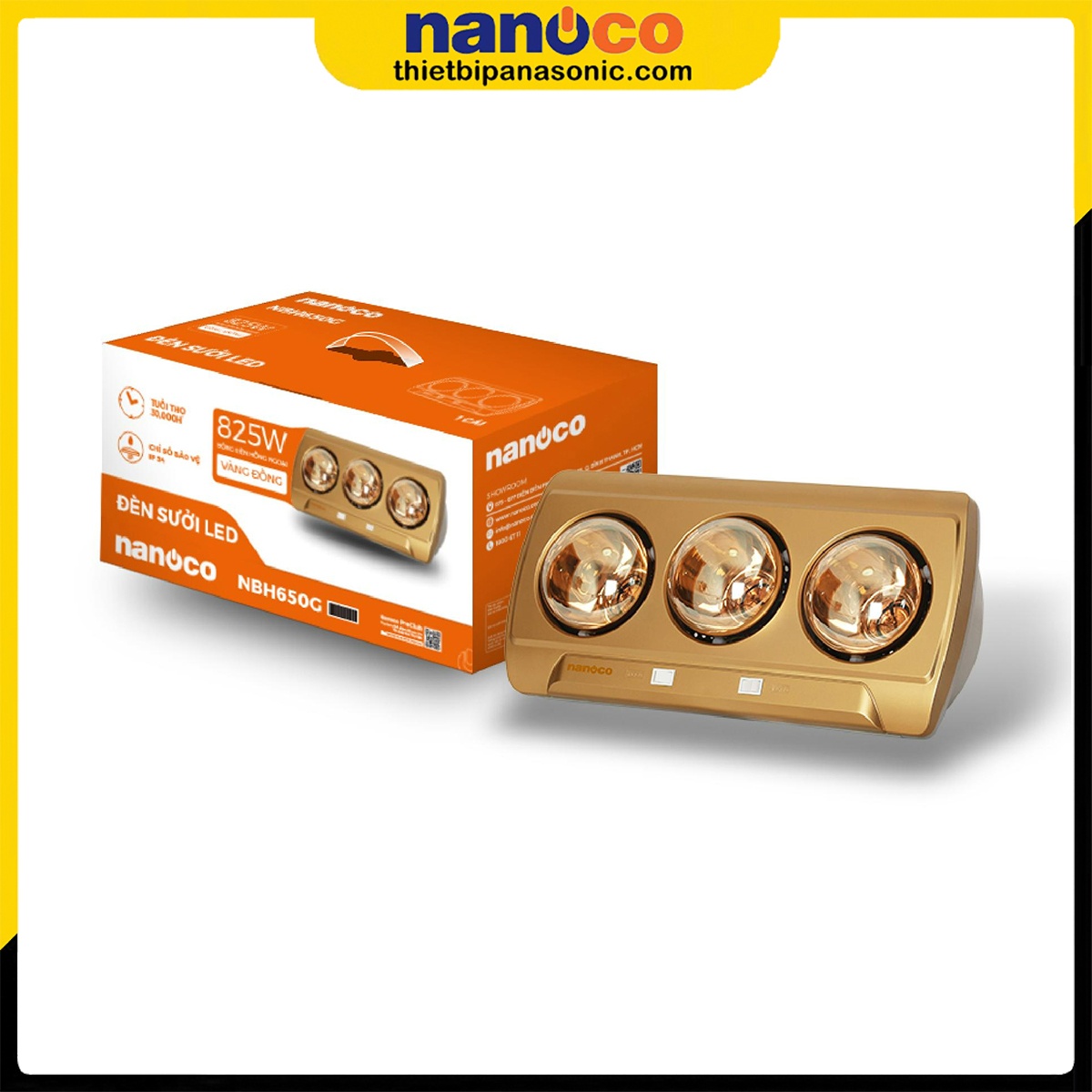 Đèn sưởi phòng tắm Nanoco NBH650G bền bỉ theo thời gian với tuổi thọ bóng đèn lên đến 30.000 giờ