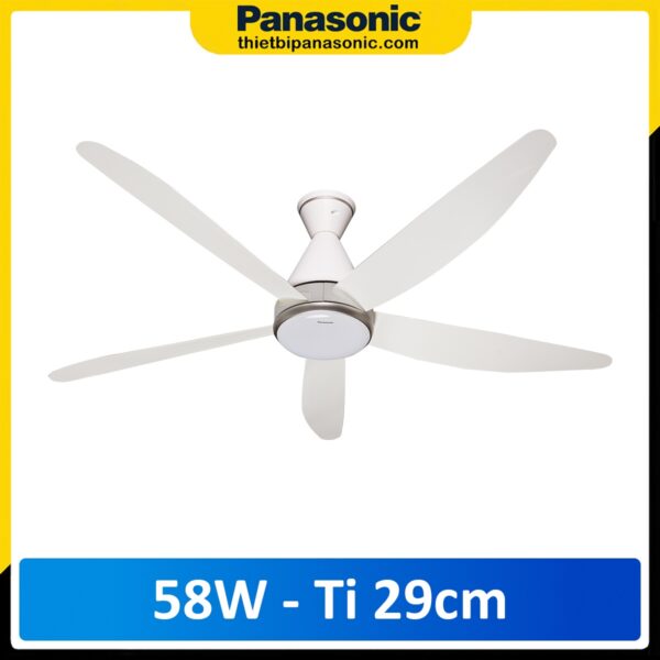 Quạt trần Panasonic F-60GFN màu Trắng, Ti dài 29cm, Có đèn LED, Động cơ DC tiết kiệm điện