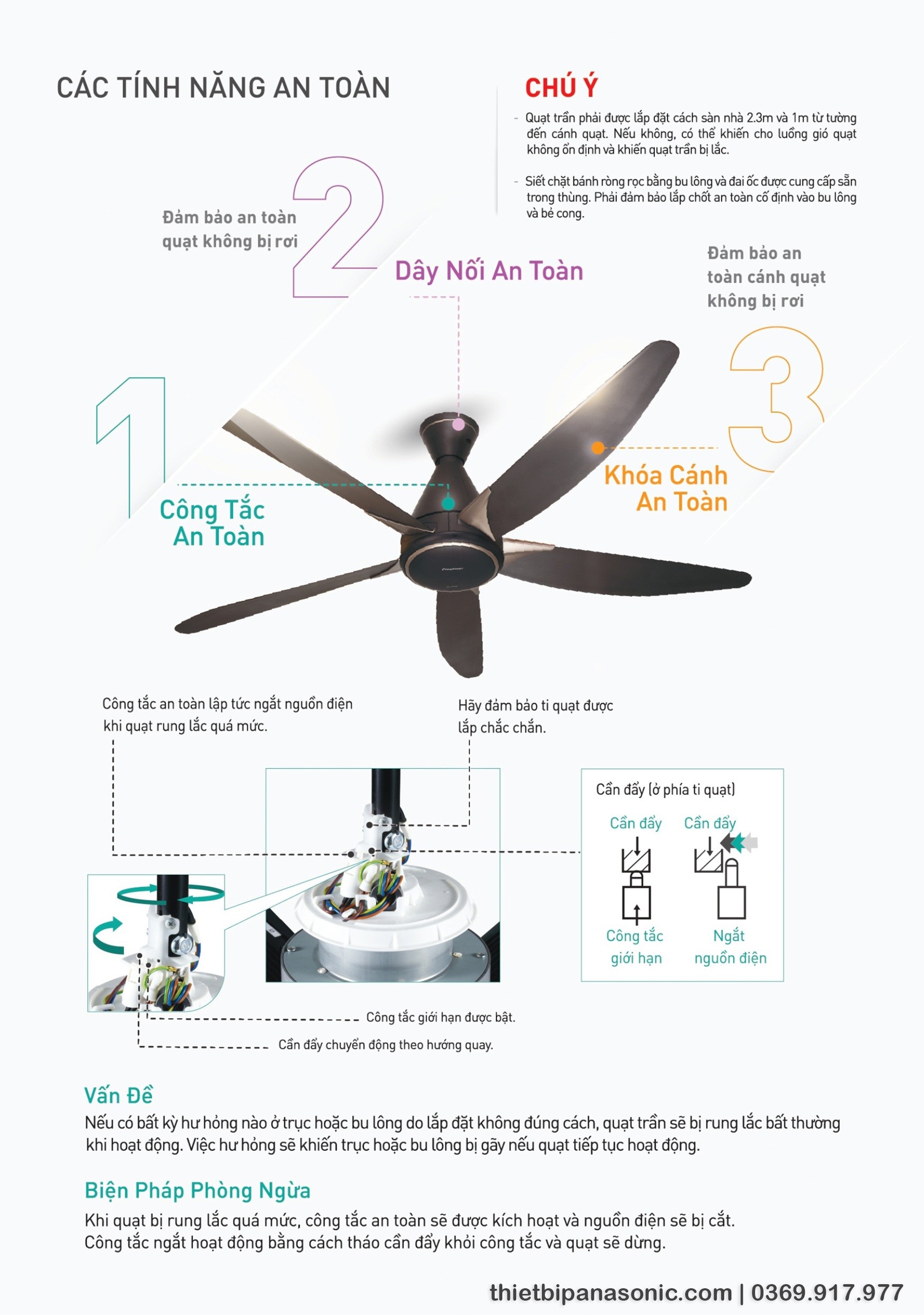 Các tính năng an toàn ưu việt được Panasonic nghiên cứu và trang bị trên Quạt trần DC F-60GFN