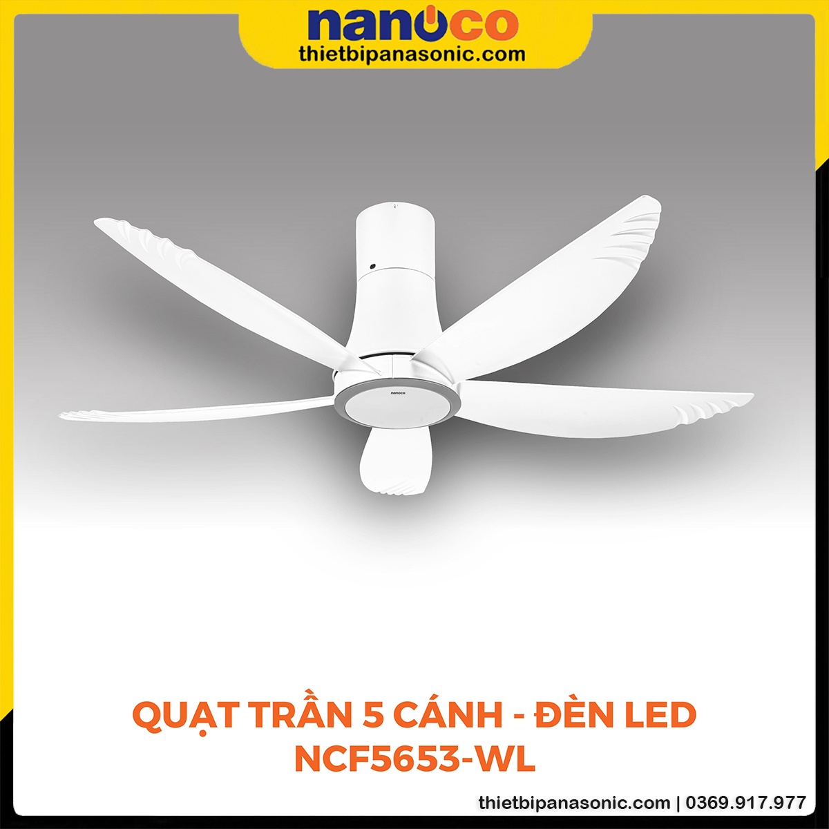 Quạt trần Nanoco NCF5653-WL 5 cánh có đèn LED