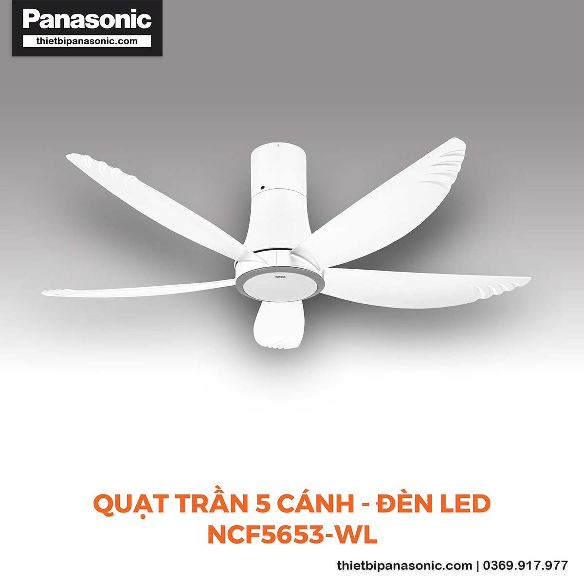 Quạt trần Nanoco NCF5653-WL 5 cánh có đèn LED