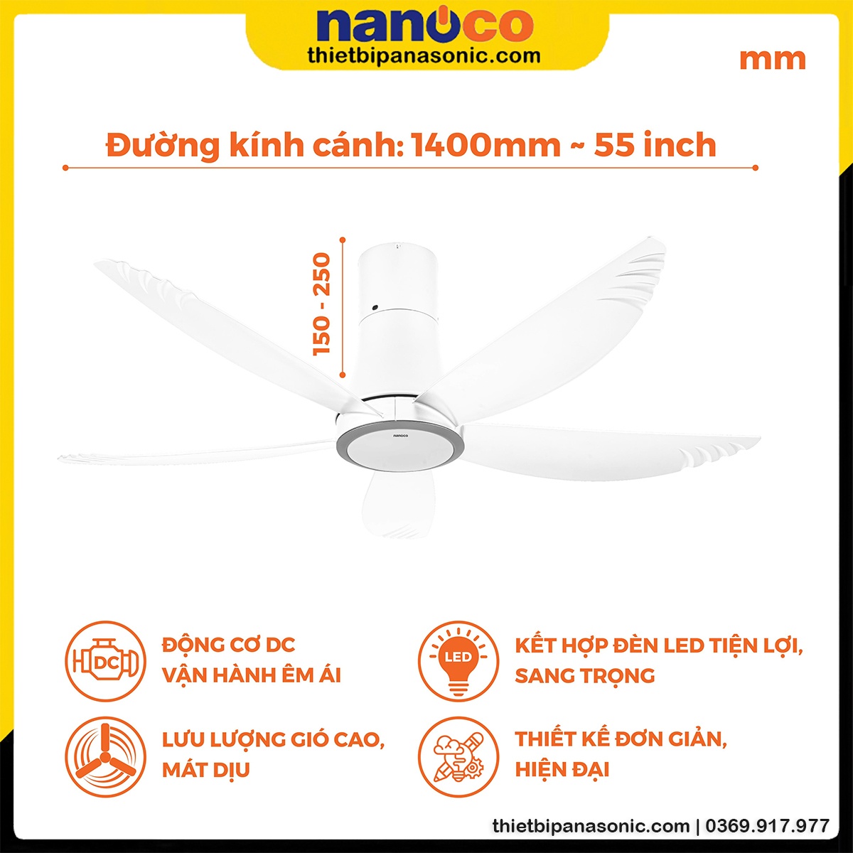 Những đặc điểm nổi bật nhất của Quạt trần đèn Nanoco NCF5653-WL
