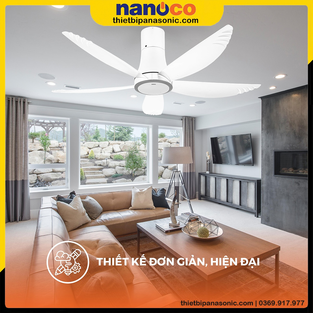Quạt trần Nanoco NCF5653-WL có thiết kế hiện đại, đơn giản với gam màu trắng tinh tế