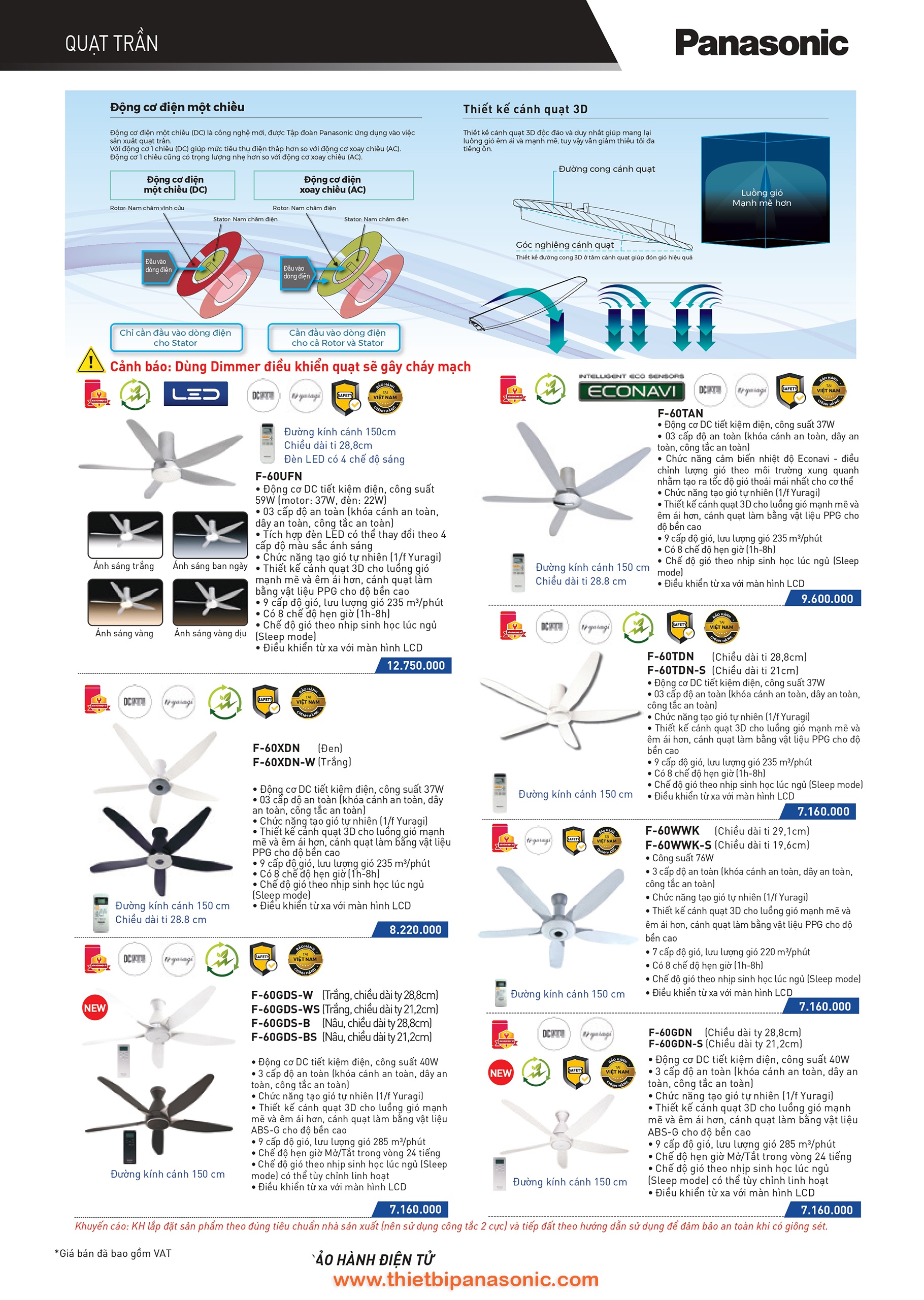 Catalogue Bảng giá Quạt điện -3 Catalogue Bảng giá Quạt điện Panasonic