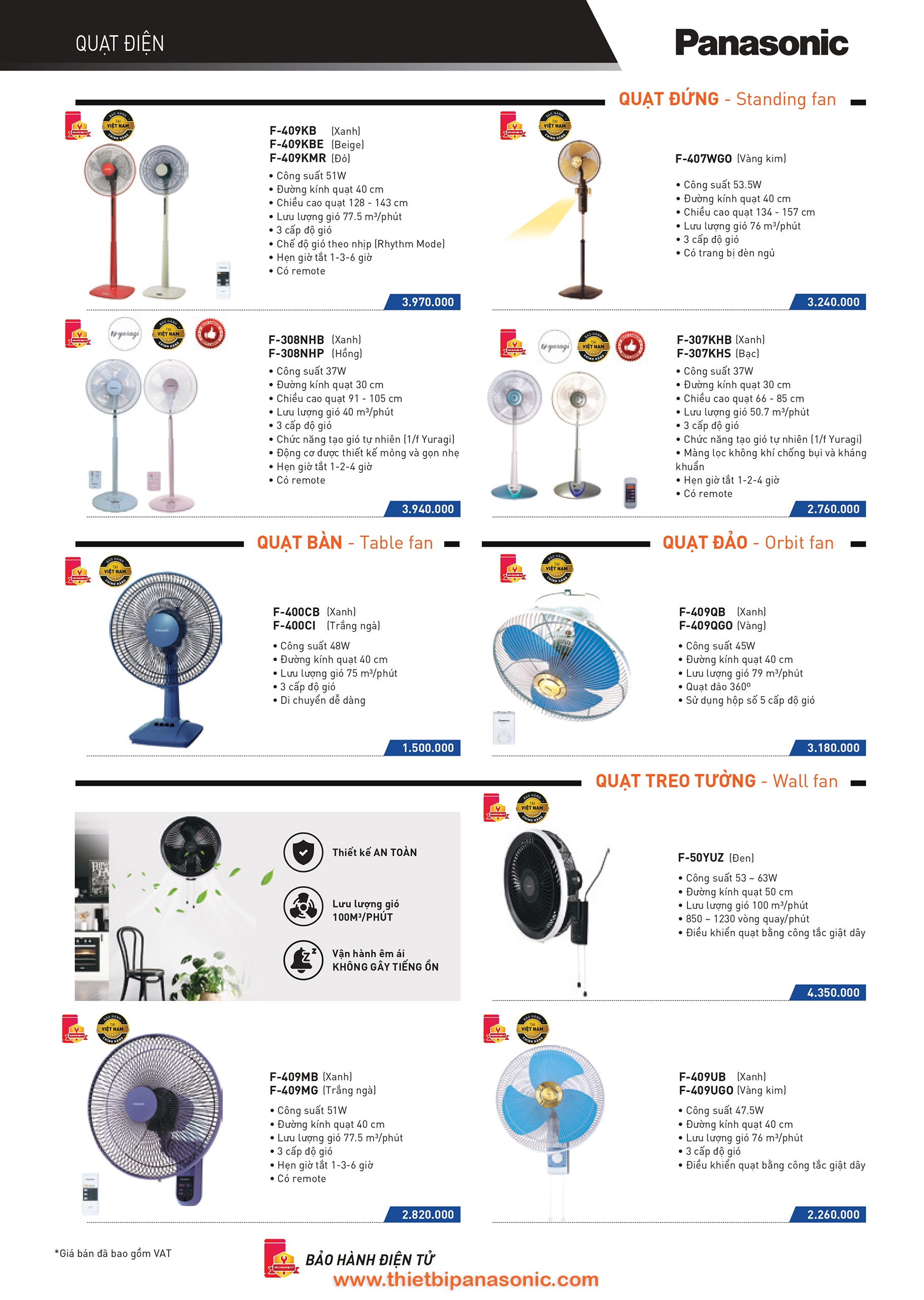 Catalogue Bảng giá Quạt điện -5 Catalogue Bảng giá Quạt điện Panasonic