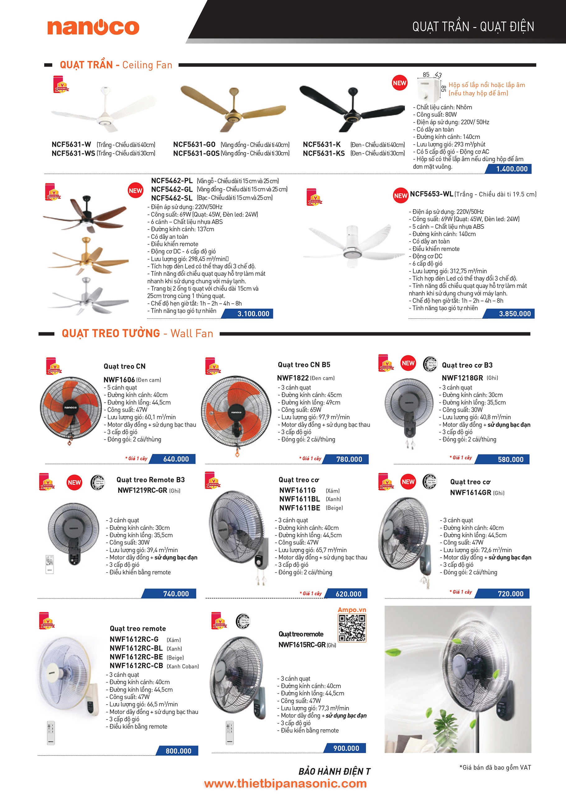 Catalogue Bảng giá Quạt điện -6 Catalogue Bảng giá Quạt điện Nanoco